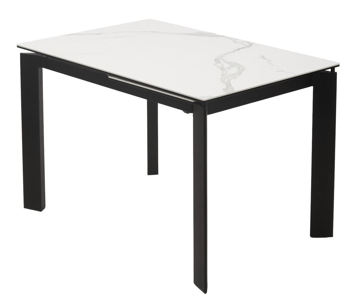 Стол CORNER 120 MATTE STATUARIO Белый мрамор матовый керамика, стекло/ черный каркас,