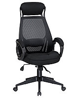 Офисное кресло для руководителей STEVEN BLACK, чёрный пластик, чёрная ткань