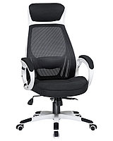 Офисное кресло для руководителей STEVEN WHITE, белый пластик, чёрная ткань