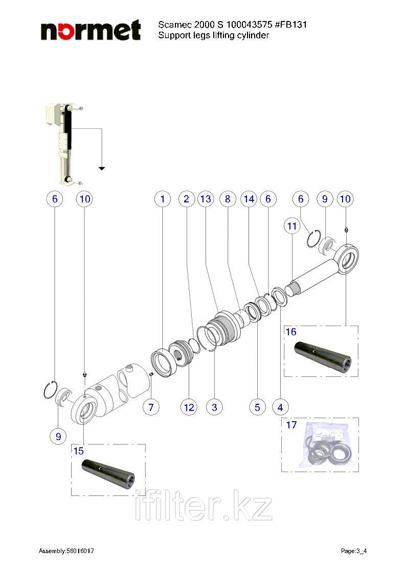 56016017 Подъемный цилиндр опорных ног Normet (SUPPORT LEGS LIFTING CYLINDER)