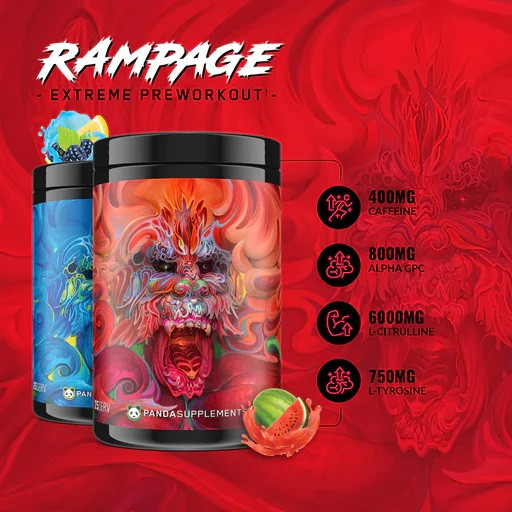 Предтренировочный комплекс Rampage extreme preworkout, 50 порций, Panda Supplements - фото 1 - id-p115917992
