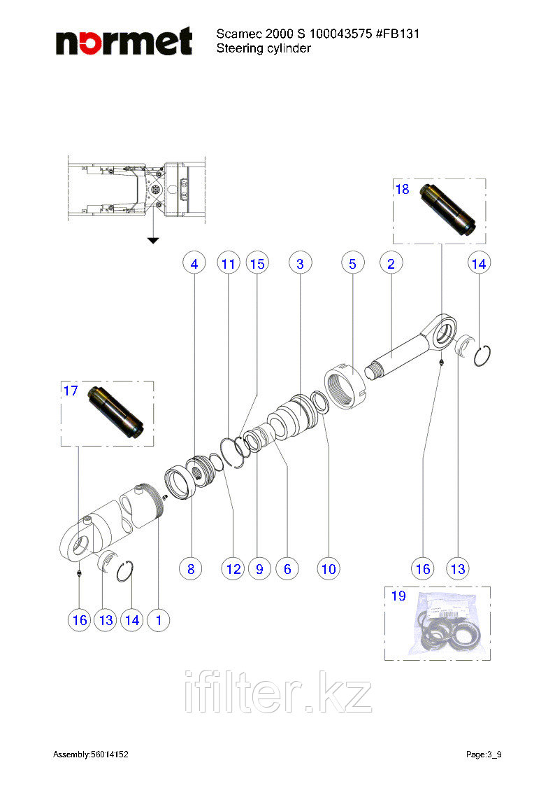 56014152 Гидроцилиндр рулевого управления Normet (STEERING CYLINDER)