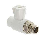 Кран прямой для радиатора 25х1/2 PPR (БЕЛЫЙ) (50/10)