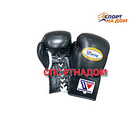 Бокс перчатки Winning Black шнурки 12 OZ