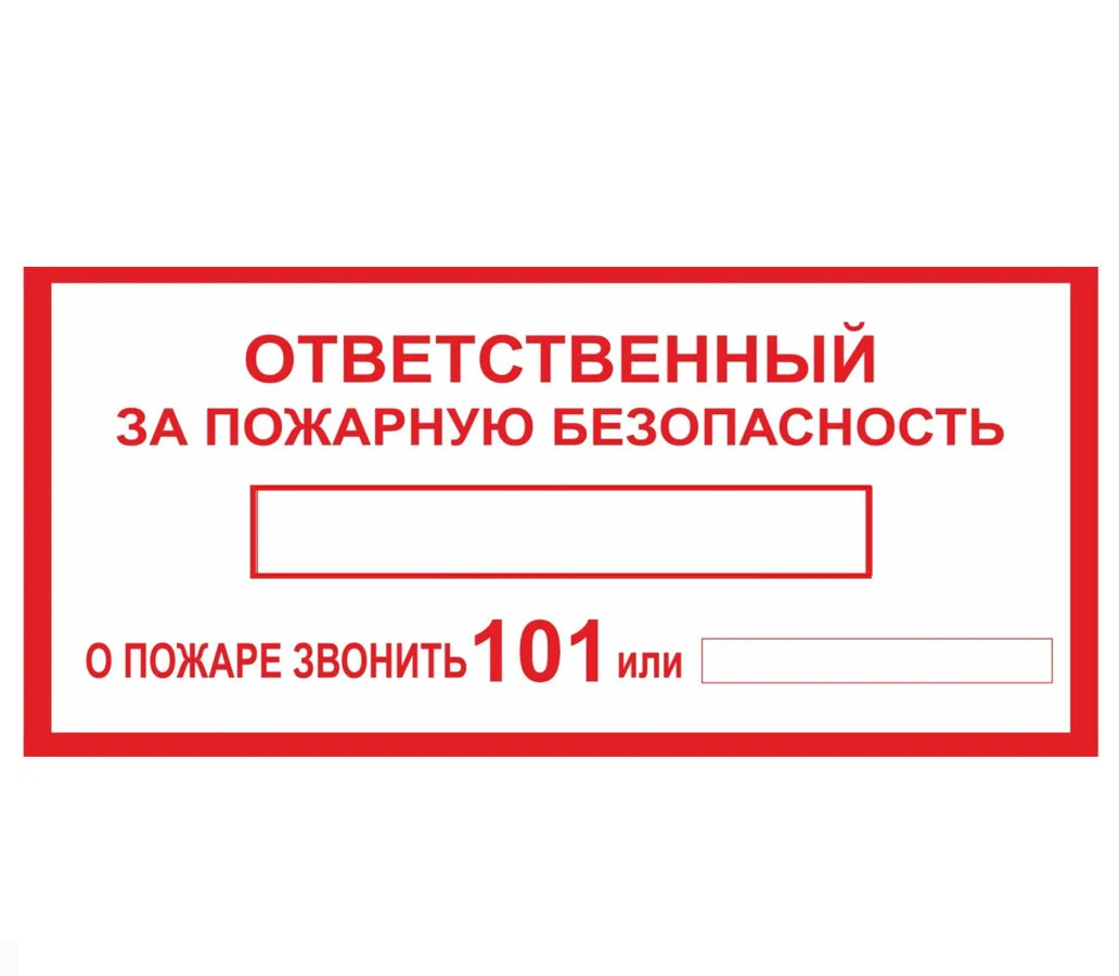 Знак "Ответственный за пожарную безопасность" B-01 А6 - фото 1 - id-p115923154