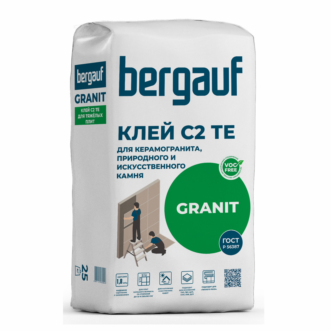 Клей GRANIT для керамогранита, 25 кг, Bergauf