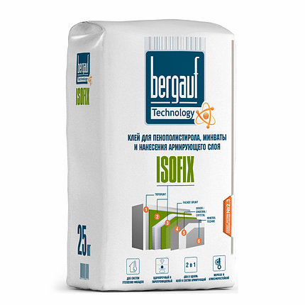 ISOFIX Клей для пенополистирола, минваты, 25 кг, Bergauf, фото 1
