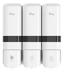 Настенный тройной дозатор для душевых помещений BREEZ S-8183 белый (250мл. x3), фото 6
