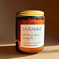 Свеча в янтарном стекле с деревянным фитилем 220 мл. (золотая крышка) LA FLAMME абсент из чёрной смородины