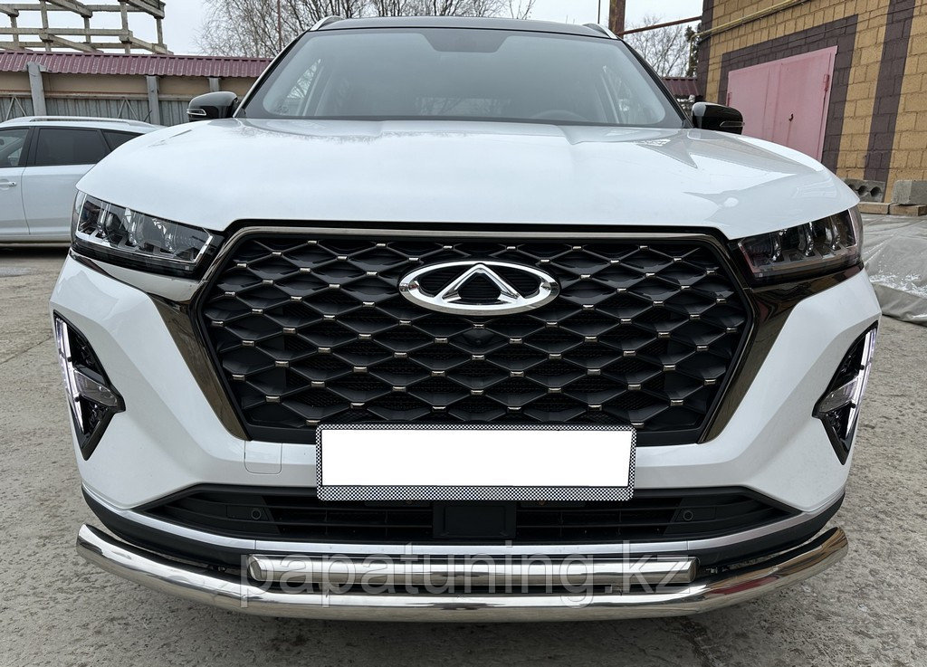 Защита переднего бампера двойная Папа Тюнинг для Chery Tiggo 7 Pro Max 2022-2024 - фото 1 - id-p115938866