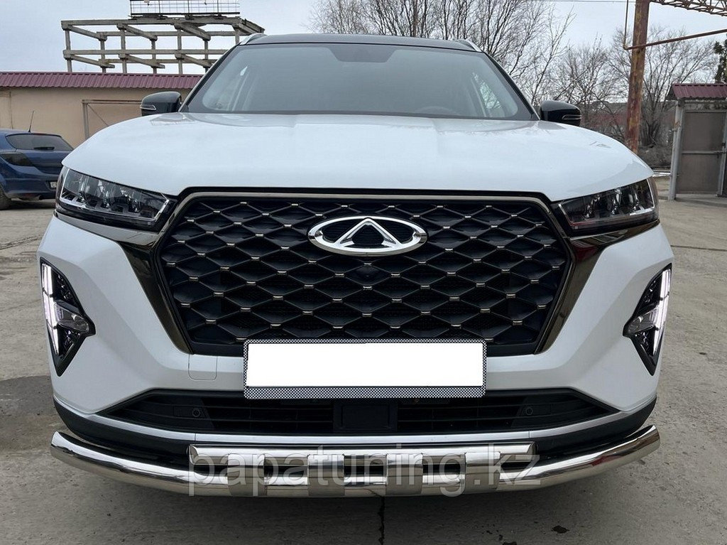 Защита переднего бампера двойная с перемычками Папа Тюнинг для Chery Tiggo 7 Pro Max 2022-