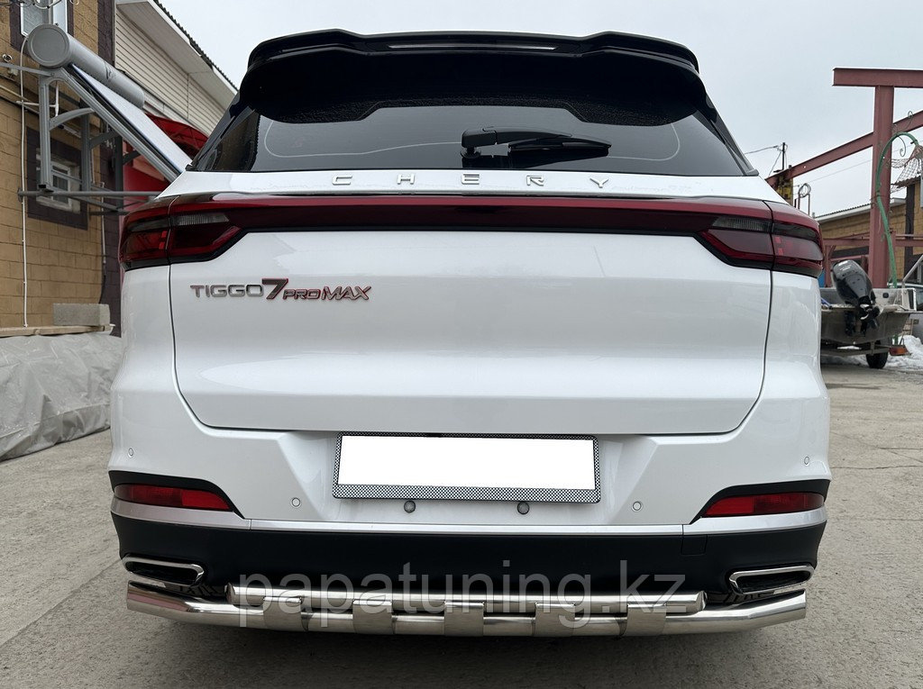 Защита заднего бампера двойная с перемычками Папа Тюнинг для Chery Tiggo 7 Pro Max 2022-