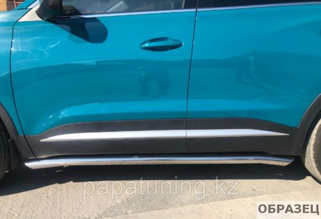 Защита штатного порога труба Папа Тюнинг для Chery Tiggo 7 Pro Max 2022-2024, фото 1