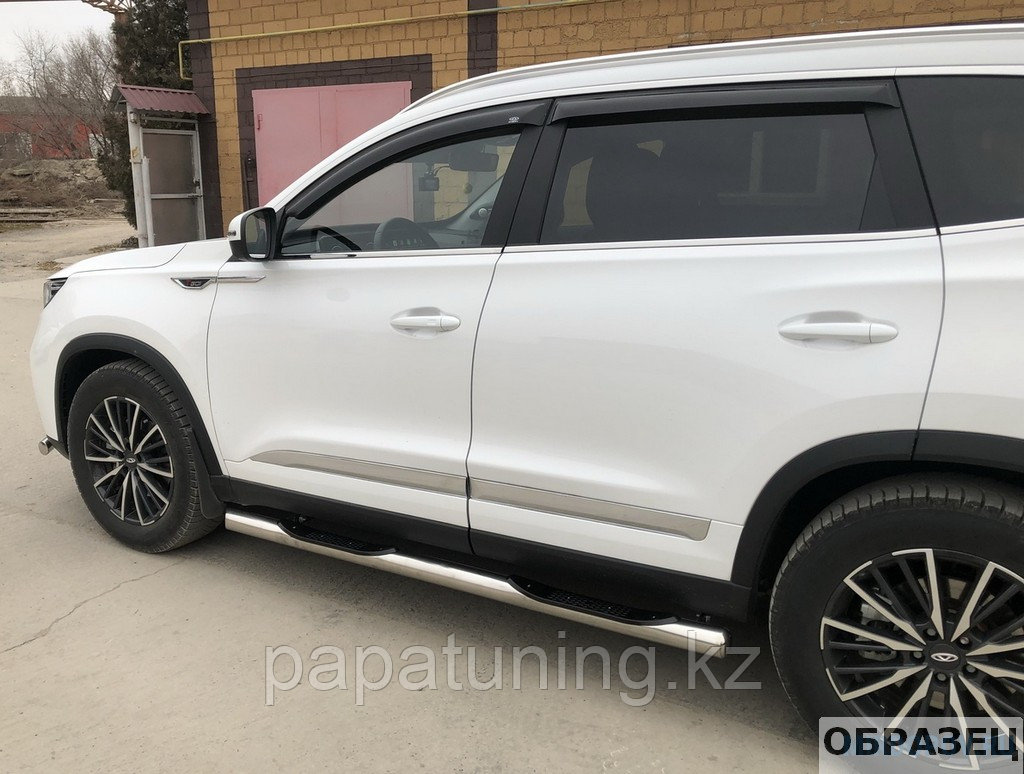 Пороги труба с проступью Папа Тюнинг для Chery Tiggo 7 Pro Max 2022-2024, фото 1
