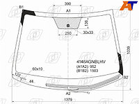 Стекло лобовое (Обогрев щеток) Hyundai Solaris 10-17 / Kia Rio 11-17 / Hyundai Accent 11-17