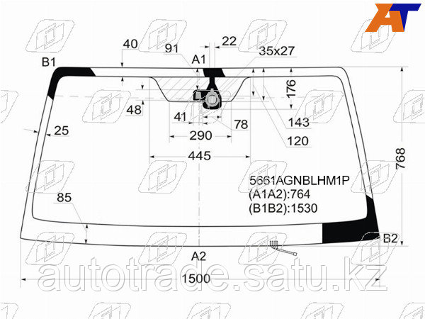 Стекло лобовое (Обогрев щеток/ Датчик дождя) Mitsubishi Pajero 06-20 - фото 1 - id-p115788523