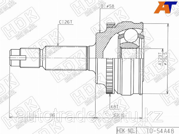 Шрус наружный TOYOTA COROLLA/RUNX/OPA/RAV4 CA2#/SV50/ALLION/WISH 4WD 1ZZ 4WD/1AZ-FSE/3ZZ(euro) 00-05 - фото 1 - id-p115788996