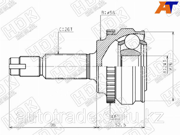 Шрус наружный TOYOTA COROLLA FIELDER/RUNX/WILL VS/ZCA2# 1ZZ/2ZZ/3CE/4ZZ 00-05 PREMIO/ALLION ZZ - фото 1 - id-p115789003