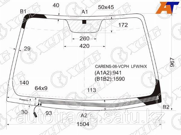 Стекло лобовое (Обогрев щеток) Kia Carens 06-12 - фото 1 - id-p115832428