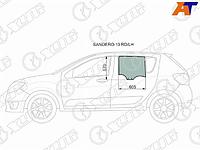 Стекло боковое опускное (Сзади/ Слева/ Цвет зеленый) Renault Logan 14- / Sandero 14- / Dacia Logan 1