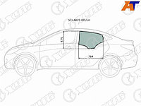 Стекло боковое опускное (Сзади/ Слева/ Цвет зеленый) Hyundai Solaris 10-17 / Accent 11-17