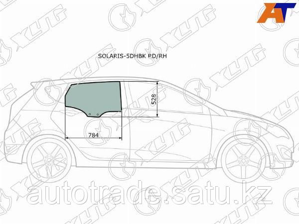 Стекло боковое опускное (Сзади/ Справа/ Цвет зеленый) Hyundai Solaris 10-17 / Accent 11-17 - фото 1 - id-p115834510