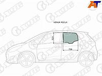 Стекло боковое опускное (Сзади/ Слева/ Цвет зеленый) Hyundai ix20 10-19 / Kia Venga 10-17