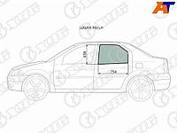 Стекло боковое опускное (Сзади/ Слева/ Цвет зеленый) Renault Logan 04- / Sandero 14- / Dacia Logan 0