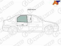 Стекло боковое опускное (Сзади/ Справа/ Цвет зеленый) Renault Logan 04- / Sandero 14- / Dacia Logan