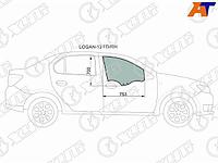 Стекло боковое опускное (Спереди/ Справа/ Цвет зеленый) Renault Logan 14- / Sandero 14- / Dacia Loga
