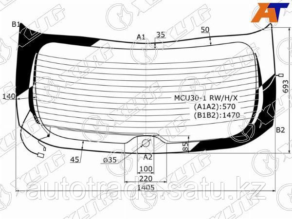 Стекло заднее (Цвет зеленый/ Обогрев/ Антенна/ ПЛОСКИЙ СПОЙЛЕР) Toyota Harrier (XU30) 03-13 / Lexus - фото 1 - id-p115833905