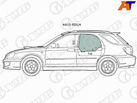 Стекло боковое опускное (Сзади/ Слева/ Цвет зеленый) Subaru Impreza 00-07 / Saab 9-2X 04-06 / Subaru