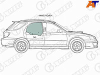 Стекло боковое опускное (Сзади/ Справа/ Цвет зеленый) Subaru Impreza 00-07 / Saab 9-2X 04-06 / Subar