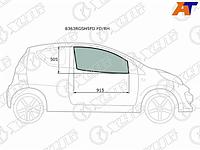 Стекло боковое опускное (Спереди/ Справа/ Цвет зеленый) Citroen C1 05-14 / Peugeot 107 05-15 / Toyot