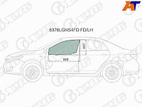 Стекло боковое опускное (Спереди/ Слева/ Цвет зеленый/ Крепления) Toyota Corolla (E150) 06-13 / Coro