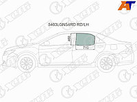 Стекло боковое опускное (Сзади/ Слева/ Цвет зеленый/ Крепления) Toyota Camry (XV50) 11-21 / Camry US