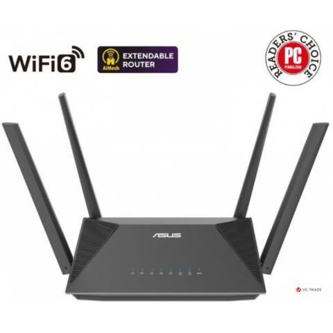 Беспроводной роутер ASUS RT-AX52 AX1800 AiMesh, 2.4 GHz/5 GHz, 90IG08T0-MO3H00, Черный - фото 1 - id-p115956659