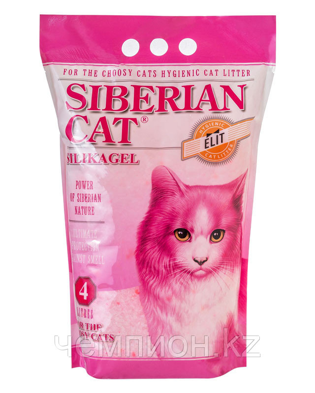Сибирская кошка "Элитный для привередливых", силикагелевый наполнитель для кошачьих туалетов, уп.4л.