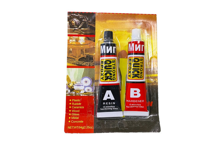 Клей эпоксидный двухкомпонентный МИГ 64g (12шт) / Екі компонентті эпоксидті желім МИГ 64g (12 дана), фото 1