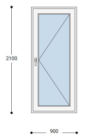 Алюминиевая дверь 65 мм, цельностеклянная, 2100*900 мм., замок нажимной - фото 1 - id-p115958514