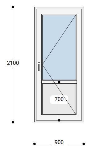 Алюминиевая дверь 65 мм., 2100*900 мм., с наполнением, снизу сэндвич - фото 1 - id-p115958524