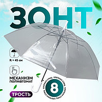 Зонт - трость полуавтоматический «Каркас», 8 спиц, R = 45 см, цвет МИКС