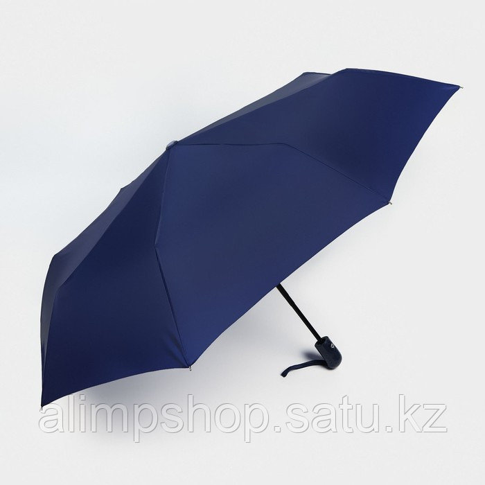 Зонт автоматический «Однотон», 3 сложения, 8 спиц, R = 47 см, цвет синий - фото 5 - id-p115959019