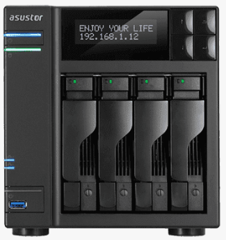 Сетевой накопитель ASUSTOR AS6404T, 4LFF, RAID 0,1,5,6,JBOD, 8GB, 2x1GbE, 3xUSB 3.0 TypeA, USB 3.0, HDMI