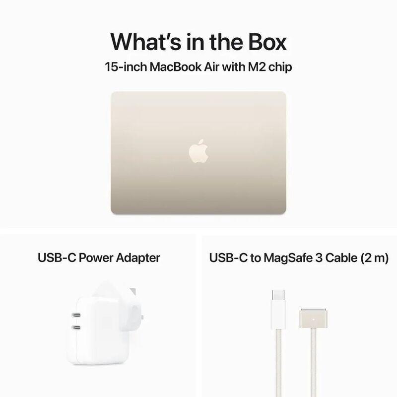 Apple MacBook Air 15-inch Apple M2 chip 8-core CPU/10-core GPU/256GB - Starlight (English/Arabic) - фото 6 - id-p115963523