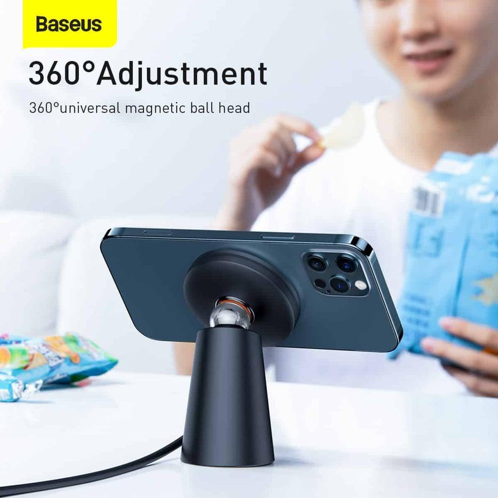 Baseus Magnetic Wireless Charger Stand 15w Compatible With Magsafe For Iphone 13/12 Series Black - фото 2 - id-p115964465