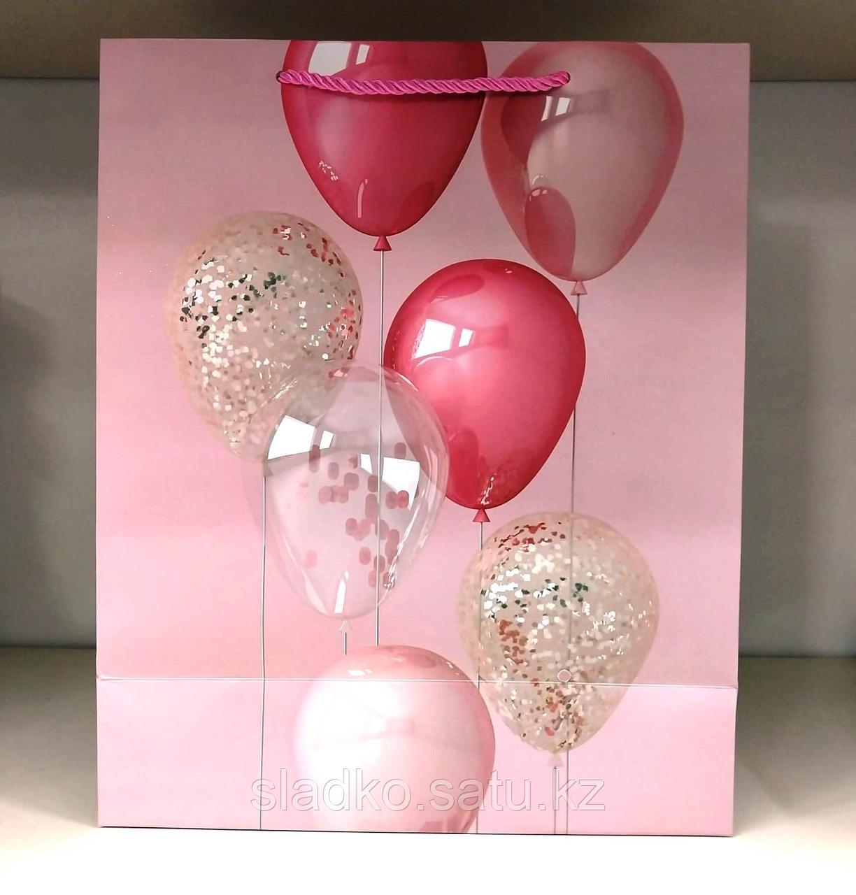 Пакет подарочный Воздушные шары розовый 32х26х12 см - фото 2 - id-p115965797