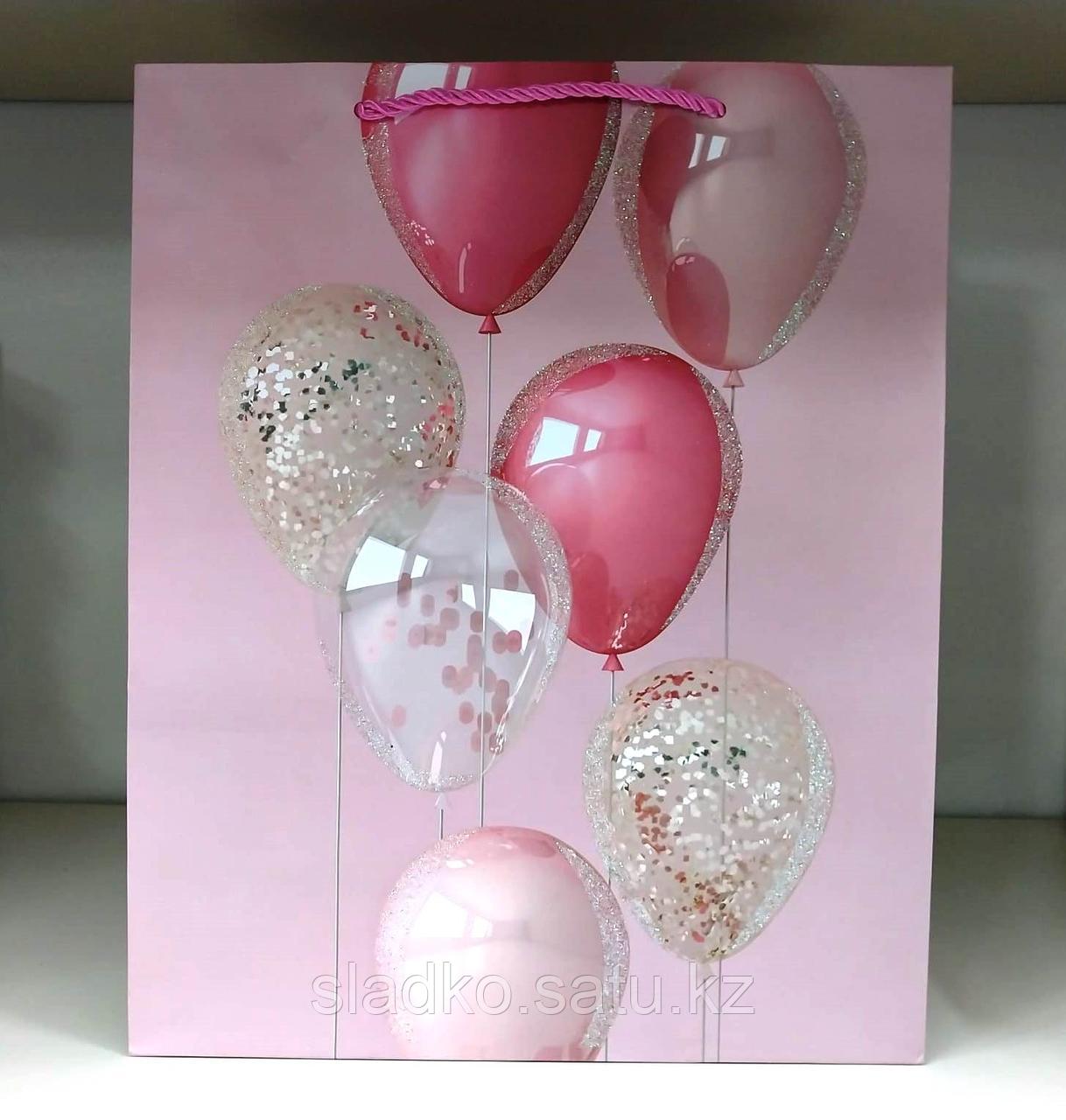 Пакет подарочный Воздушные шары розовый 32х26х12 см - фото 3 - id-p115965797