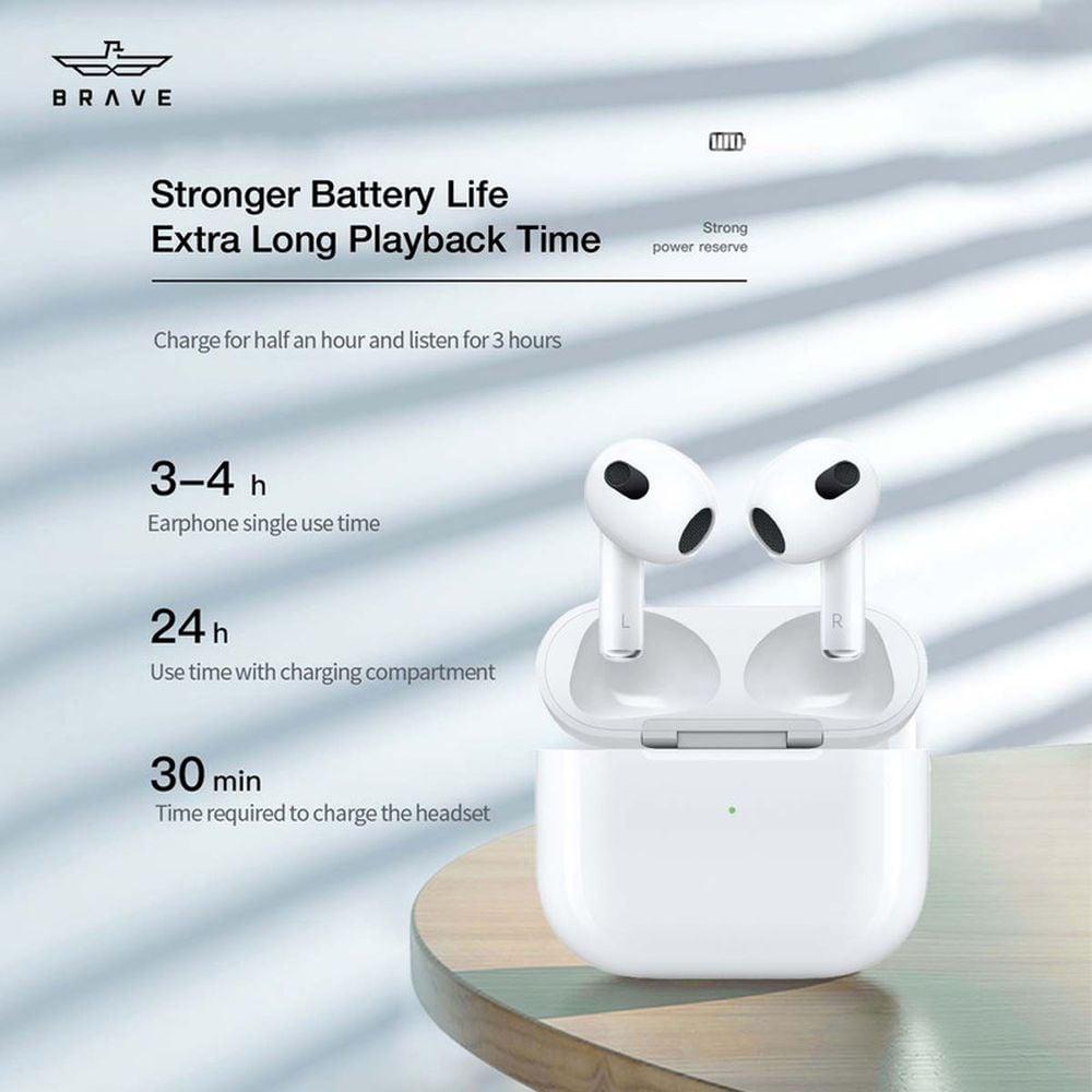 BRAVE Earbuds 3 True Wireless Earphones 5.3 Bluetooth Headphones in Ear with Noise Isolation and IPX5 - фото 2 - id-p115965563