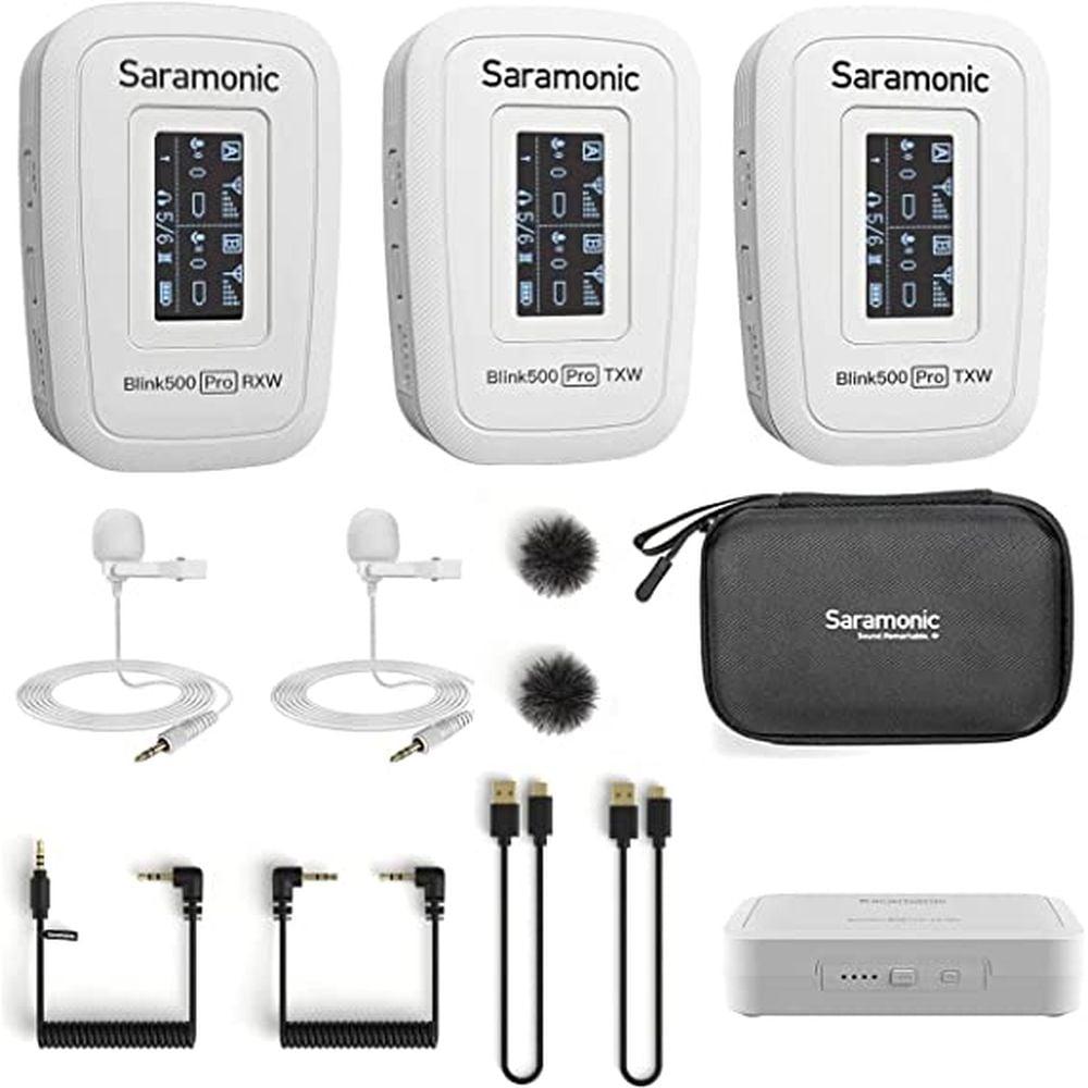 Saramonic Blink 500 Pro B2 Advanced 2.4 GHz 2-Person Wireless Clip-On Microphone System with Lavaliers Snow